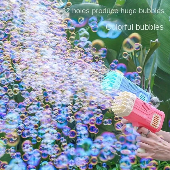 Children's 32 Hole Bubble Machine Electric Bubble Gun Outdoor Parent-child Bubble Blowing Toys Without Battery Bubble Water