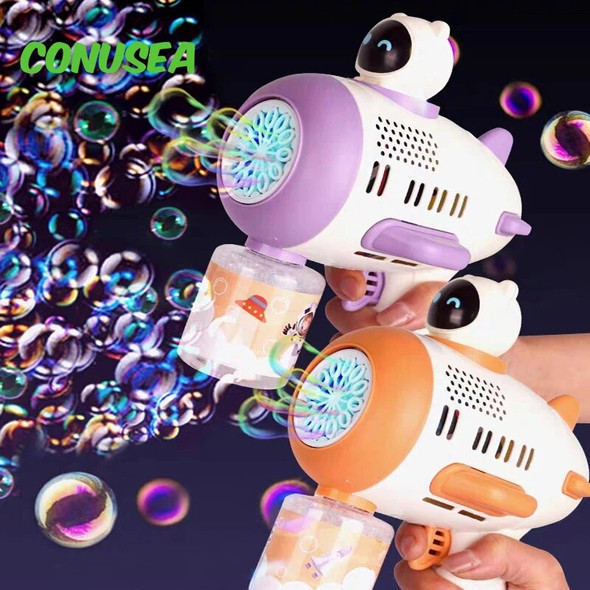 Spaceman Bubble Gun Electric Bubbles Machine Guns Fully Automatic 12 Holes Space Soap Bubble Summer Outdoor Weeding Toys for Kid