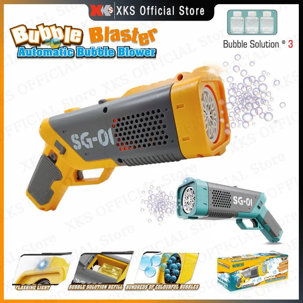 Bubble Gun Luminous Automatic Electric Gatlin Bubble Gun Machine Soap Kid Portable Outdoor Party Toy LED Light Gift for Chileren