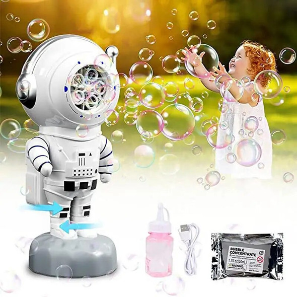 Automatic Bubble Machine Astronaut 360 Degree Rotatable Battery Operated Bubble Maker Blower Machine for Kids Automatic Bubble