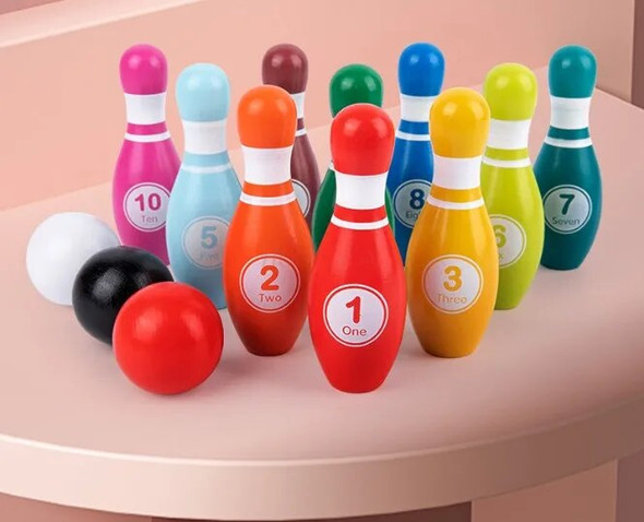 Children's solid wood bowling, kindergarten, indoor ball games, parent-child early childhood education, puzzle toys