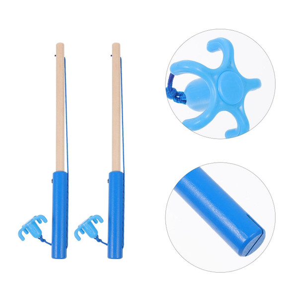 2 Pcs Children's Fishing Rod Pole Wooden Bath Toys Joystick Learning Game Magnetic Kids