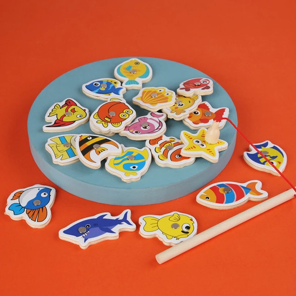 Wooden Magnetic Fishing Toys Parent-Child Interactive Montessori Cognition Number Marine Life Cartoon Early Educational Kid Gift