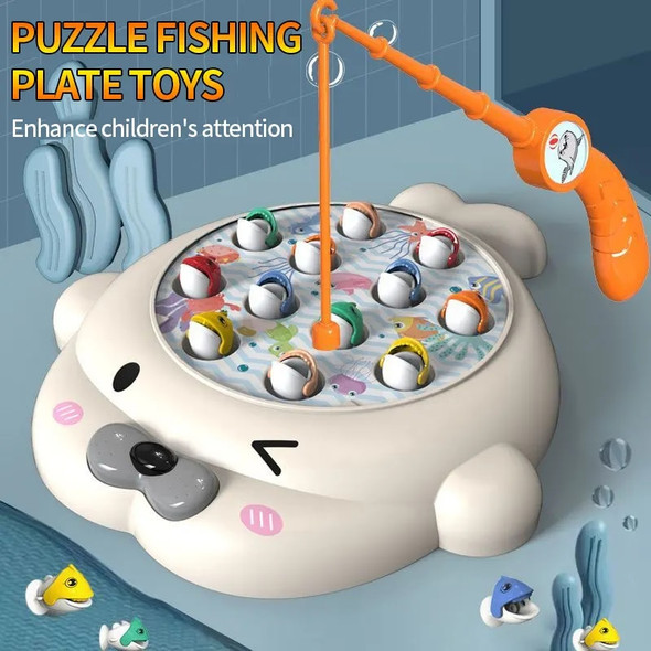 Cute Seal Fishing Plate Magnetic Fishing Toy without Battery Parent-child Interaction to Cultivate Hands-on Ability