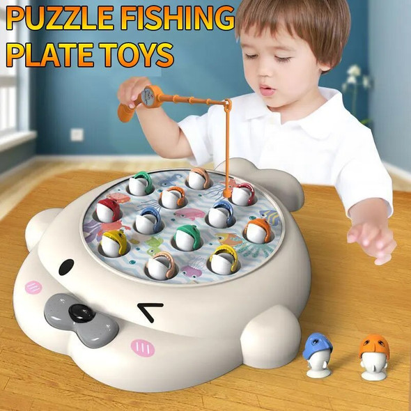 Cute Seal Fishing Plate Magnetic Fishing Toy without Battery Parent-child Interaction to Cultivate Hands-on Ability