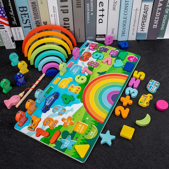 Montessori Educational Wooden Toys For Kids Rainbow Blocks Fishing Count Numbers Digital Shape Match Early Child Gift Toy Montessori Educational Wooden Toys For Kids Rainbow Blocks Fishing Count Numbers Digital Shape Match Early Child Gift Toy