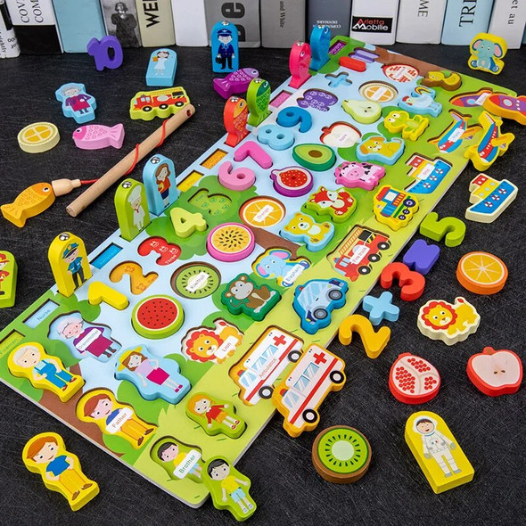 Wooden Montessori Educational Toy for Kids Number Shape Matching Math Toy Busy Board Puzzle Fishing Game Preschool Cognitive Toy Wooden Montessori Educational Toy for Kids Number Shape Matching Math Toy Busy Board Puzzle Fishing Game Preschool Cognitive Toy