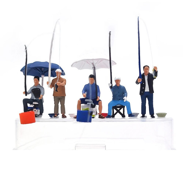 1:87 Scale B0053 HO Recreational Fishing Man Various Fishing Gear Figure Scene Matching Model Fan Gift Mini Doll Creative Toys