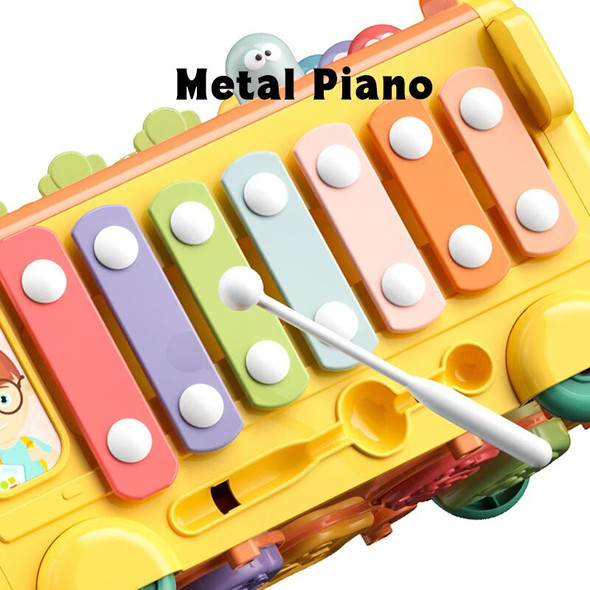 Multi-functional Cartoon Bus Baby Montessori Toys Fishing Maze Puzzle Hammer Game Music Storage Box Early Educational Kids Toys