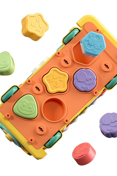 Multi-functional Cartoon Bus Baby Montessori Toys Fishing Maze Puzzle Hammer Game Music Storage Box Early Educational Kids Toys