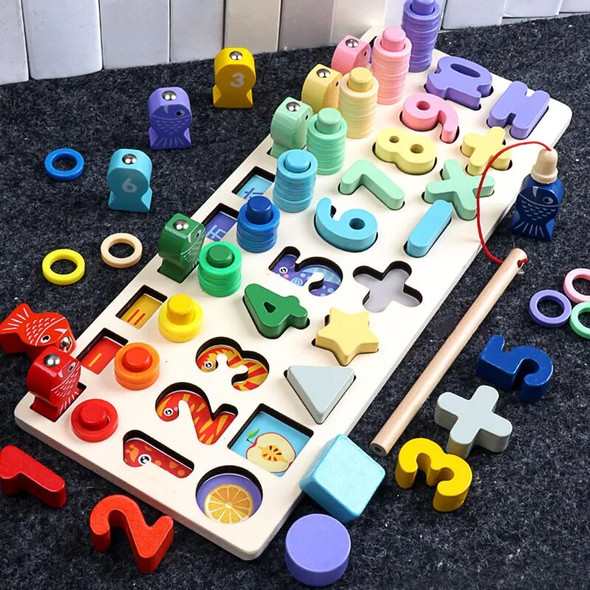 Baby Early Learning Educational Toys For Children Preschool Montessori Educational Wooden Toys Magnetic Fishing Toys Game Math