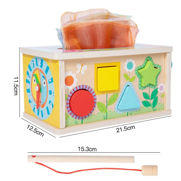 Montessori Wooden Touch Drawing Game Box Multi-function Fishing Carrot Pulling Toy Intelligence Hand-eye Coordination Training
