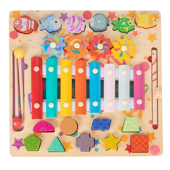 Children Busy Board Montessori Toy Wooden Fishing Xylophone Musical Instrument Educational Toy for Kids Preschool Learning Toy Children Busy Board Montessori Toy Wooden Fishing Xylophone Musical Instrument Educational Toy for Kids Preschool Learning Toy