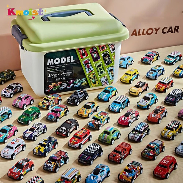 Mini Alloy Car Model Set with Storage Box Diecast Cars Toys for Boys Sliding Inertia Vehicle Children Toy Kit Kids Gifts