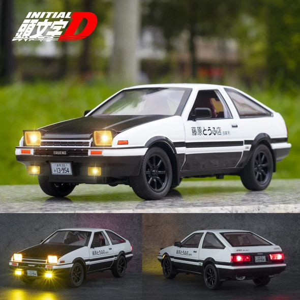 Scale 1/20 Initial D AE86 Metal Diecast Alloy Toy Cars Model Trucks For Boys Children Pull Back Toys Vehicles Hobbies Collection