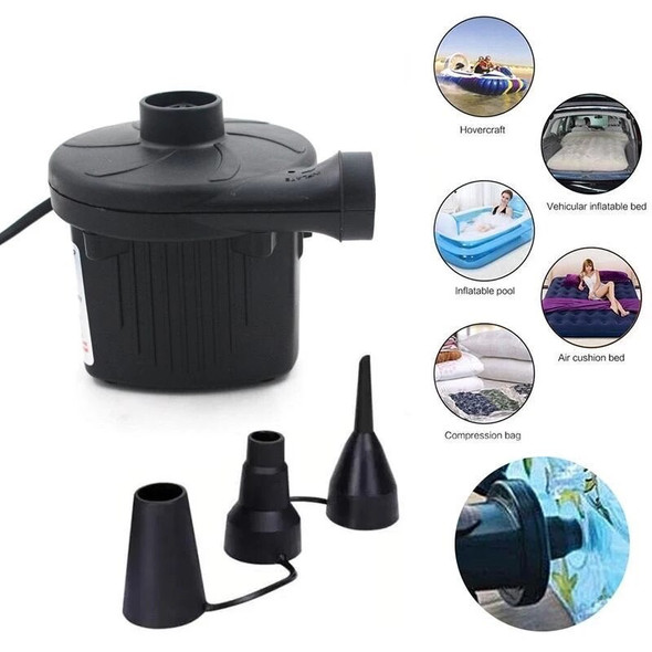 Eu Plug 220V 12V Electric Inflatable Pump for Swimming Pool Ring Quick Air Filling Compressor with 3 Nozzles for Camping Life