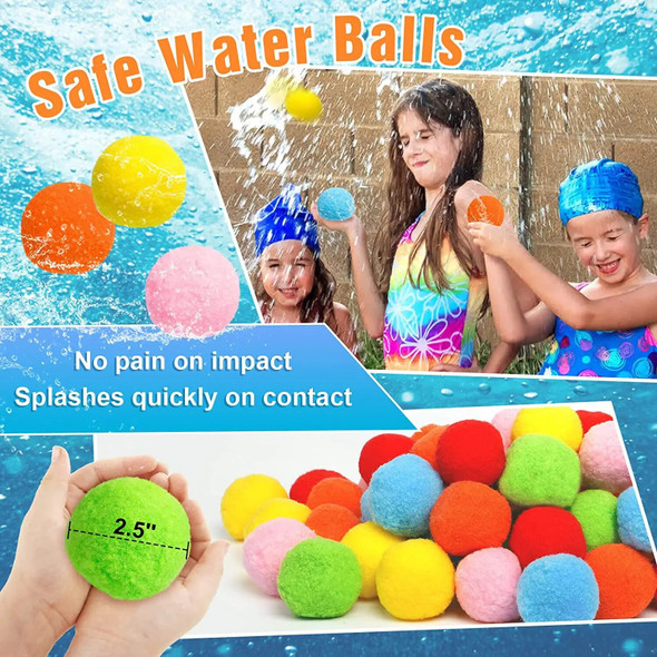 30Pcs Water Soaker Balls Reusable Sponge Water Balloons Cotton Splash Toys for Pool Beach Outdoor Summer Swimming Games Toy