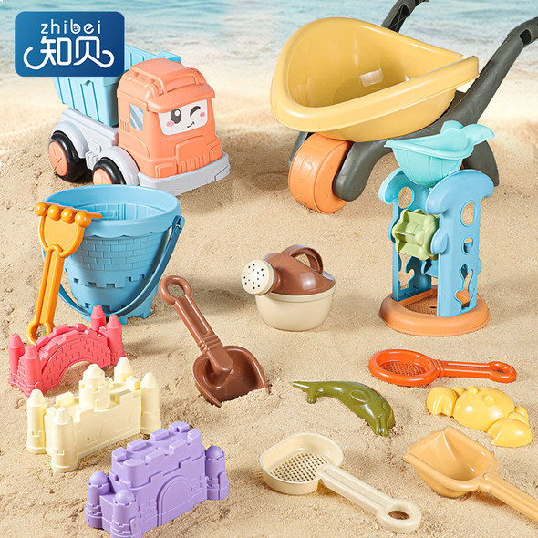 Beach Toys for Kids 11-16pcs Baby Beach Game Toys Children Sandbox Set Kit Summer Toys for Beach Play Sand Water Game Play Cart