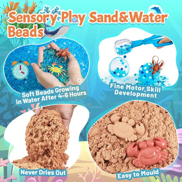 Kids Sand Toy Indoor Dynamic Colorful Play Sand Gel Water Ball Ocean Animal Model Outdoor Beach Set Educational Toy For Children