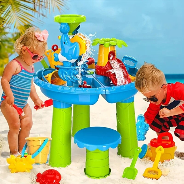 Kids Sand Water Table Toys for Toddlers 3 in 1 Sand & Water Play Table Beach Toy for Kids Table Activity Sensory Play Table Toys