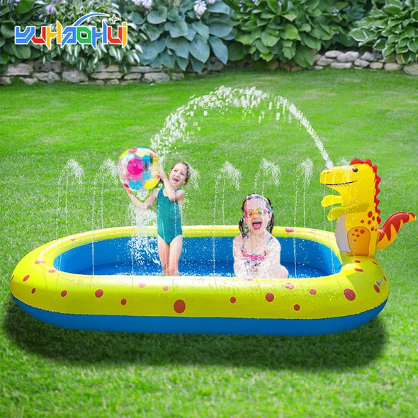 Children'S Swimming Pool Inflatable Spray Pool Foldable Baby Bathtub Outdoor Dinosaur Shark Sprinkler Game Pad Kids Water Toys