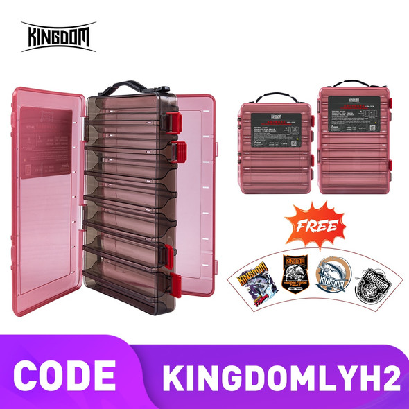 Kingdom Fishing Tackle Box 16 Compartments 27.5*18.5*4.5cm Double Side High Strength Plastic Lure Tackle Box Storage Fishing Box