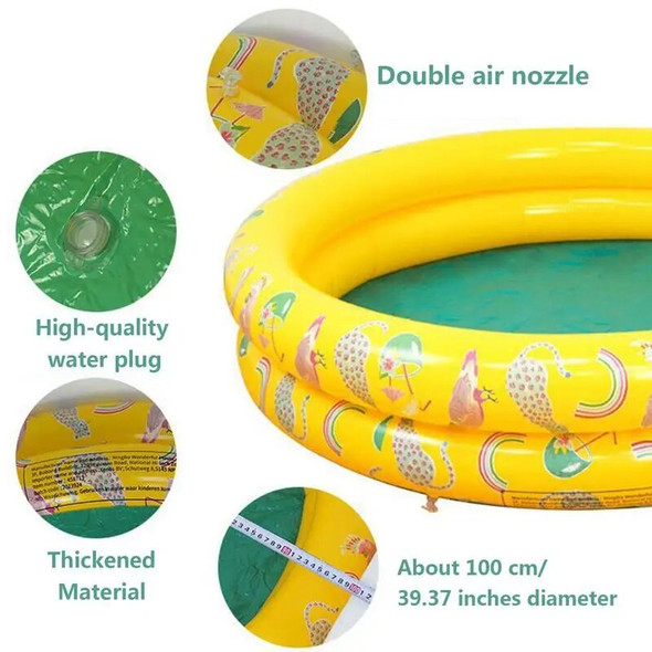 Kids Inflatable Swimming Pool PVC Round Pineapple Printed Inflatable Pool for Toddler Outdoor Water Game Play Center for Garden