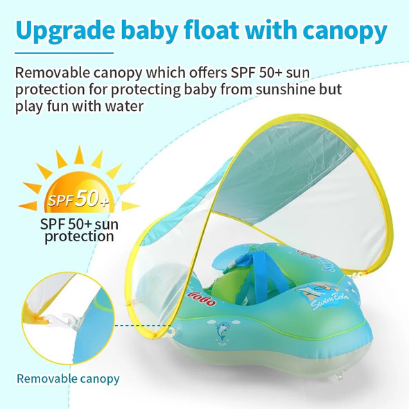 Baby Swimming Float With Sun Canopy Inflatable Infant Floating Swim Kids Swim Pool Accessories Circle Bathing Summer