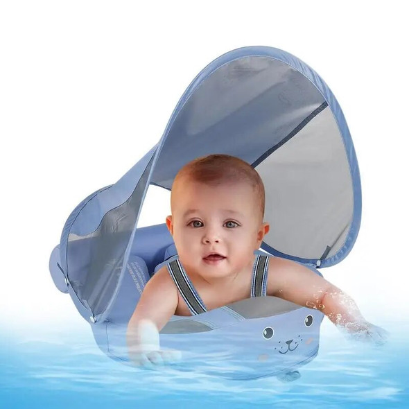 Baby Swimming Float With Canopy Non Inflatable Infant Floating Kids Swim Pool Accessories Bathing Summer Toys