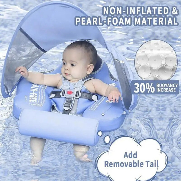 Baby Swimming Pool Float With Sun Canopy Inflatable Infant Floating Swim Rings Kids Swim Pool Accessories Circle Bathing Summer