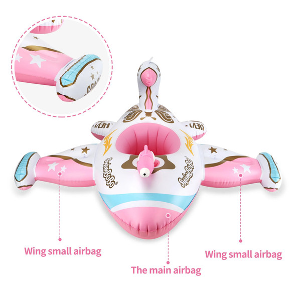 Swimbobo Pink Outdoor Summer Water Gun Play Plane Inflatable Kids Seat Float Baby Swim Ring for Children With Canopy