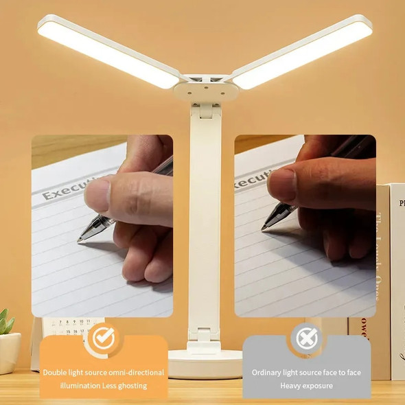 LED Desk Lamp 3 Levels Dimmable Touch Night Light USB Rechargeable Eye Protection Foldable Table Lamp For Bedroom Bedside Readin