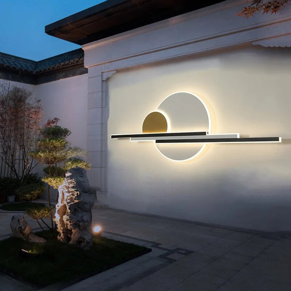 OUTELA Outdoor Mural Lamp Creative Circular Landscape Waterproof Mural Outdoor Villa Courtyard Decoration Painting