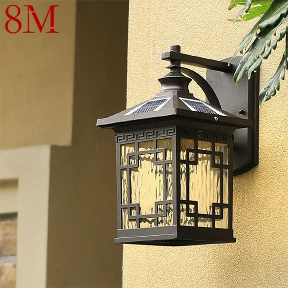 8M Solar Wall Light Fixture Outdoor Modern LED Waterproof Patio Lighting For Porch Balcony Courtyard Villa Aisle