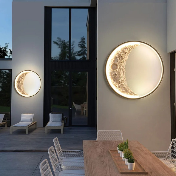 Outdoor IP65 Waterproof LED Wall Light for Indoor and Outdoor Terrace Garden Landscape Exterior Wall Moon Crescent LED Wall Lamp