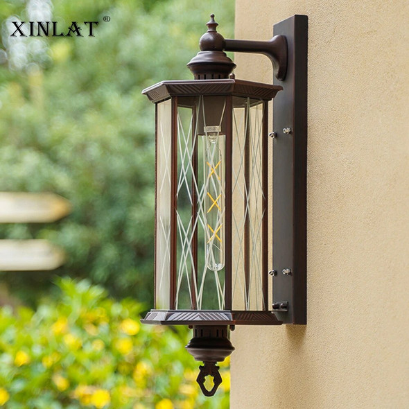 Retro Outdoor Wall Lights Waterproof Porch Balcony Lamp European Sconces External Wall Lighting Fixtures 110V 220V Garden Lights