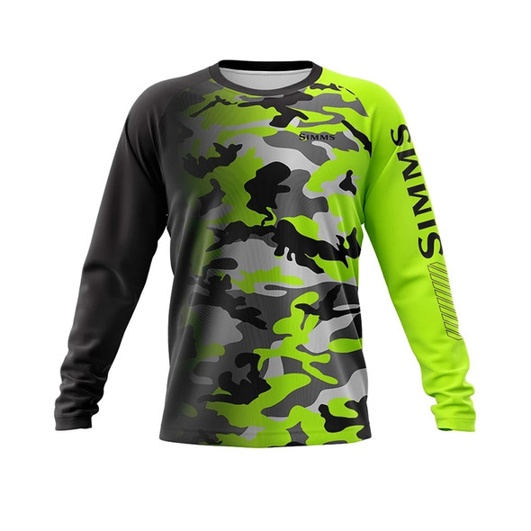 2024 Spring Autumn Fishing Tshirt Long Sleeve Round Neck Breathable Fishing Top Quick Drying Anti-UV Clothing For Fishing SIMMS