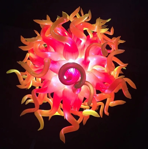 Firework Rising Flames Large Hand Blown Glass Chandelier Luxury Orange Gold Glass Chandeliers Lamp Suspended Lamps