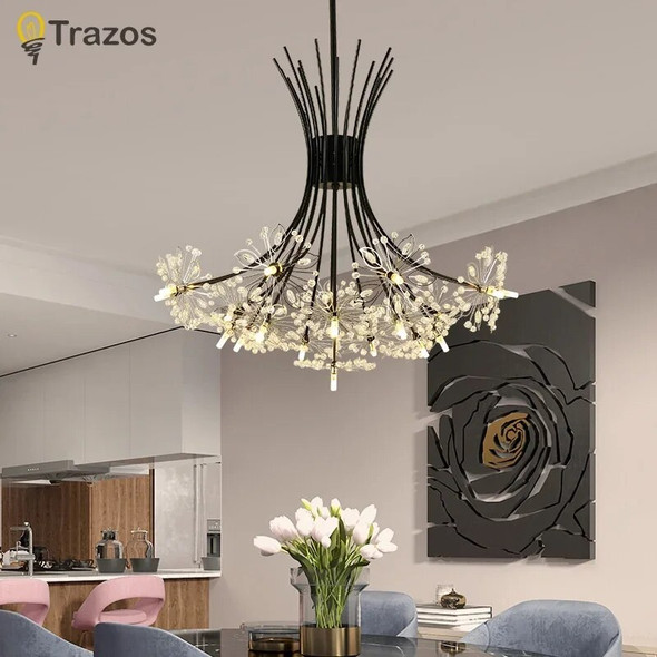 Luxury LED Chandeliers Art deco Gold Chandelier Pendant For Living room Kitchen Post Modern Bedroom Crystal Lighting lampadario