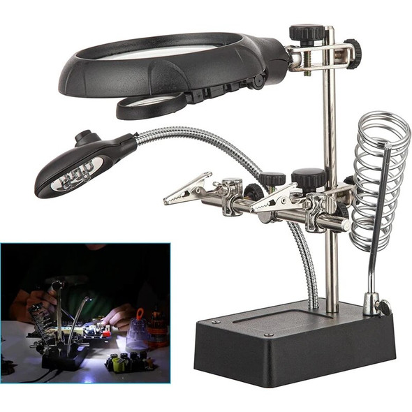 Multi-functional Welding LED Magnifier magnifying glass Alligator Clip Holder Clamp Helping Hand Soldering Repair Tool