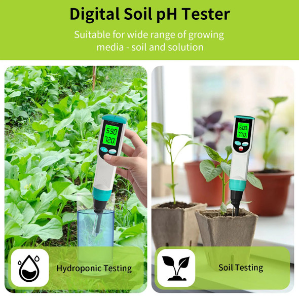 High Accuracy Soil PH Meter 0.00~14.00pH Digital Temp Acidity Soil Tester Sensor Analyzer for Outdoor Planting Garden Farmland