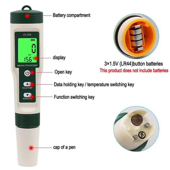 New 10 in 1 Water Quality Tester PH/TDS/EC/SALT/TEMP/S.G/ORP/H2/Fertile/Resistivity Tester Pen For Aquarium Swimming Pool