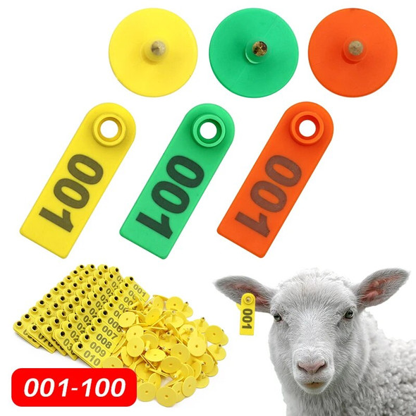 100Pcs Sheep Goat Ear Tag Signs With Number Ear Laser Typing Copper Head Earrings Farm Animal Identification Card