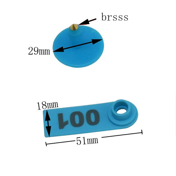 Farm Animal Livestock Supplies No.001-2000 Sheep Ear Tag Laser Type Copper Head Earrings Animal Supplies 100 Pcs