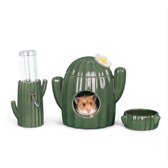 Cactus Series Ceramic Hamster House Hamsters Bowl Small Animal Cage Landscaping Supplies Rat Accessories Small Pet Supplies