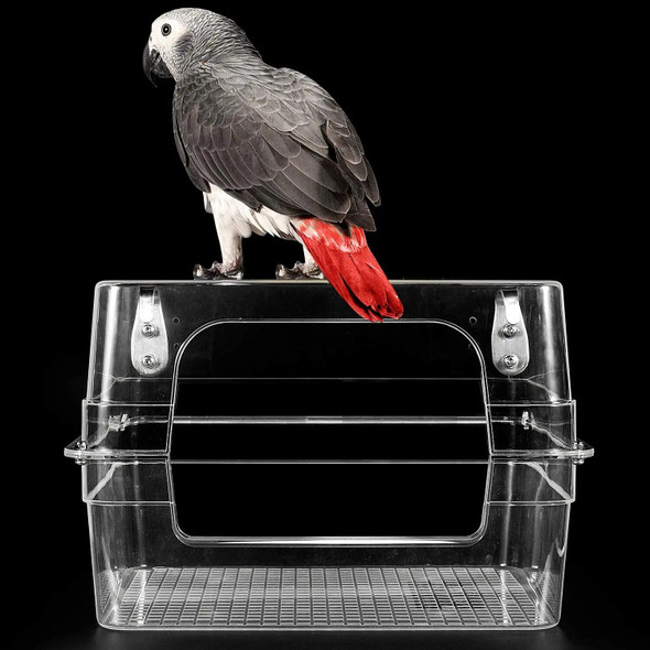 Bird Bath Shower Bathtub Box Large Hanging Clear Transparent Cube for Parrots Cage Accessories Bowl