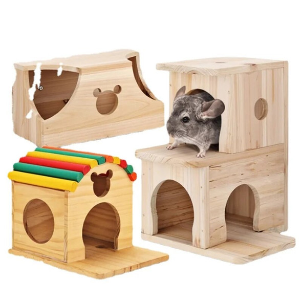 Natural Log Totoro House Chinchilla Squirrel Guinea Pig House Small Animal Cage Landscaping Supplies Guinea Pig Accessories