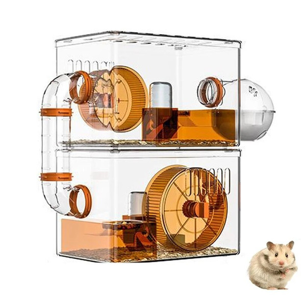 Transparent Hamster Cages Breathable Guinea Pig Small Animal Cage Hamster Habitats with Accessories Small Pet Breeding Box