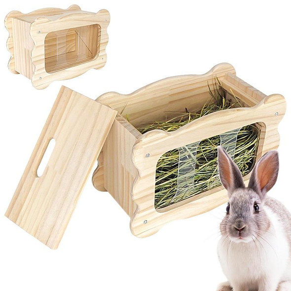 Rabbit Hay Rack Wooden Food Feeding Manger Grass Holder For Bunny Chinchilla Guinea Pig Small Animals Cage Accessories