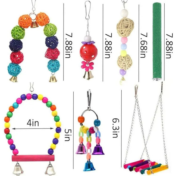 12pcs Pack Bird Toy Cage Bird Accessories Wood Parrot Toys Bird Toy Swing Suspension Bridge Ball Cage Bells Pet Supplies Set 12pcs Pack Bird Toy Cage Bird Accessories Wood Parrot Toys Bird Toy Swing Suspension Bridge Ball Cage Bells Pet Supplies Set